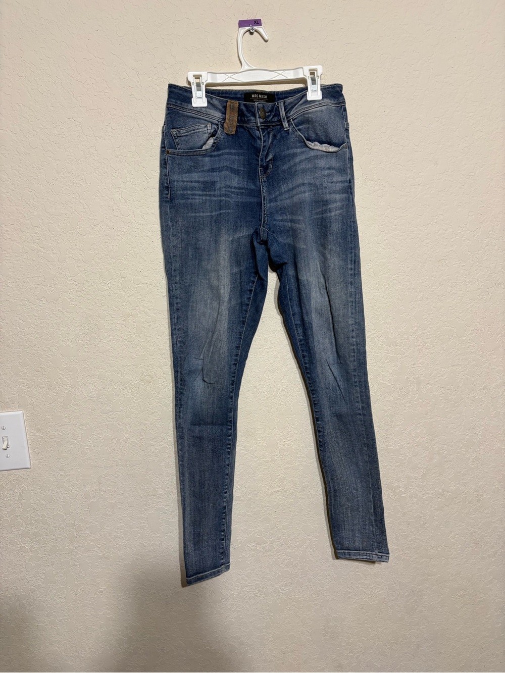 Mos Mosh Mid-Rise Dark Blue Skinny Jeans with Stretch